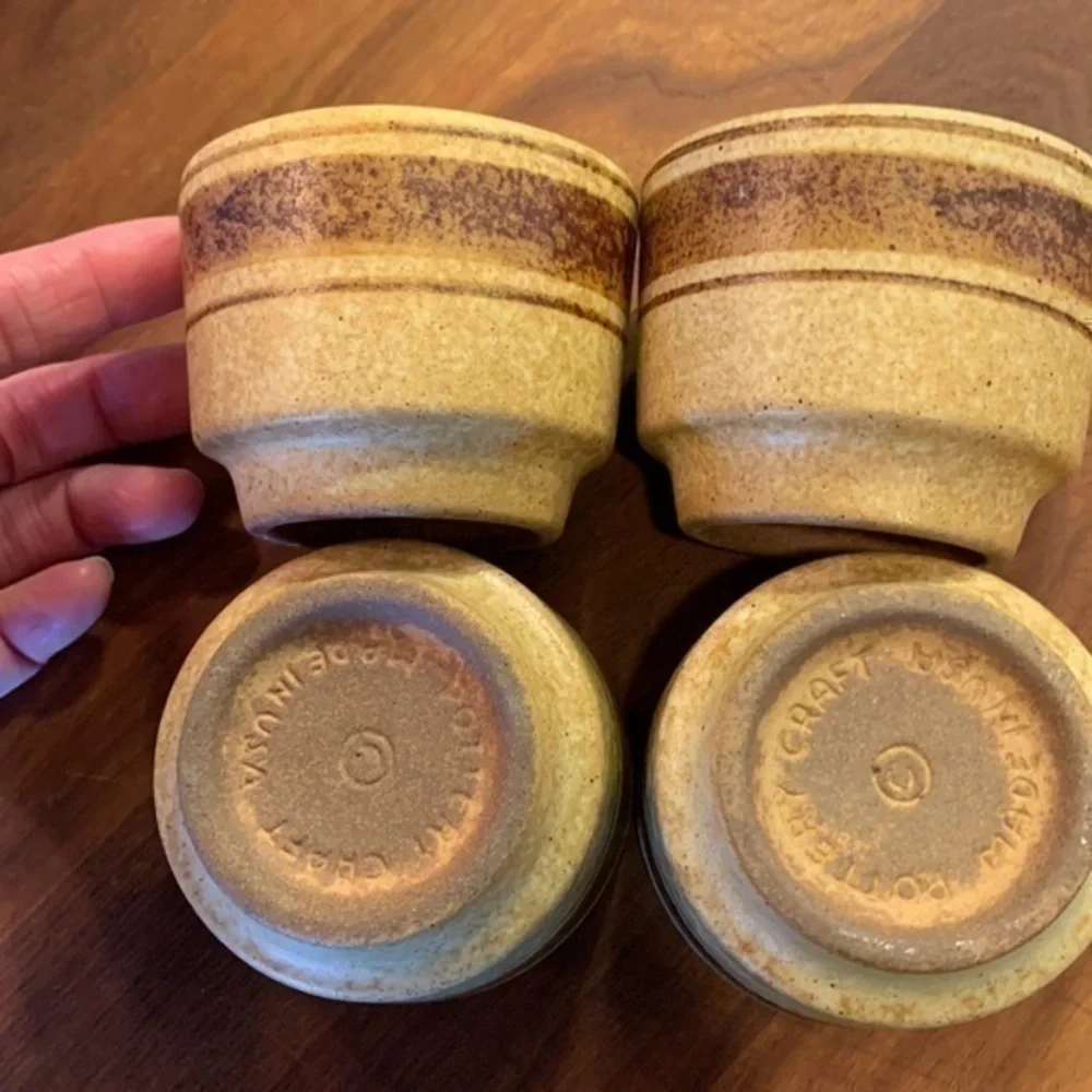 Pottery set of 4 sipping goblets made in the USA CRAFT pottery like new